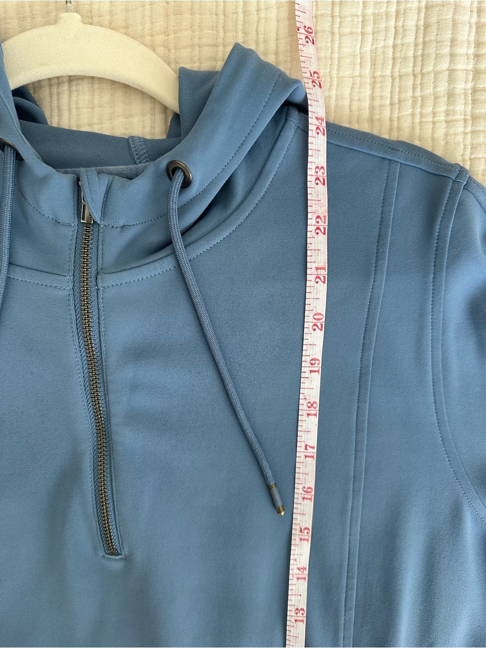 Athleta Venice Moto Hoodie Blue Size L Pullover 1/4 Zip Pockets Athleisure - Picture 6 of 7